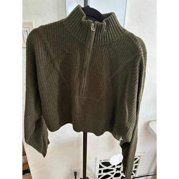 STAUD Hampton Cashmere Sweater Olive Green M - Picture 1 of 3